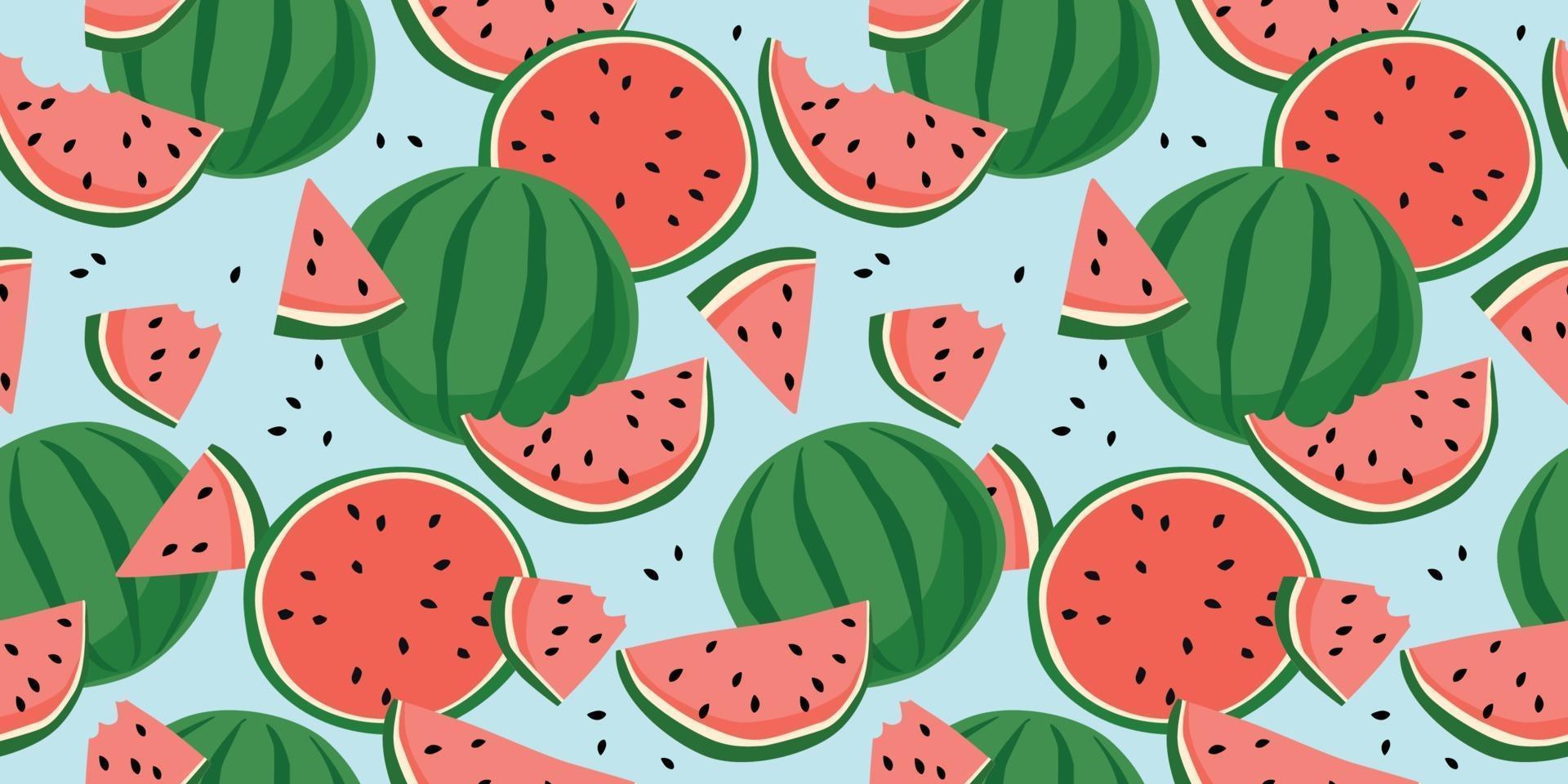 Vector seamless pattern with watermelons. Trendy hand drawn textures. Modern abstract design