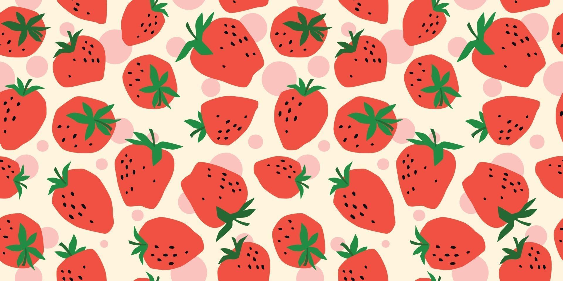 Vector seamless pattern with Strawberry. Trendy hand drawn textures. Modern abstract design