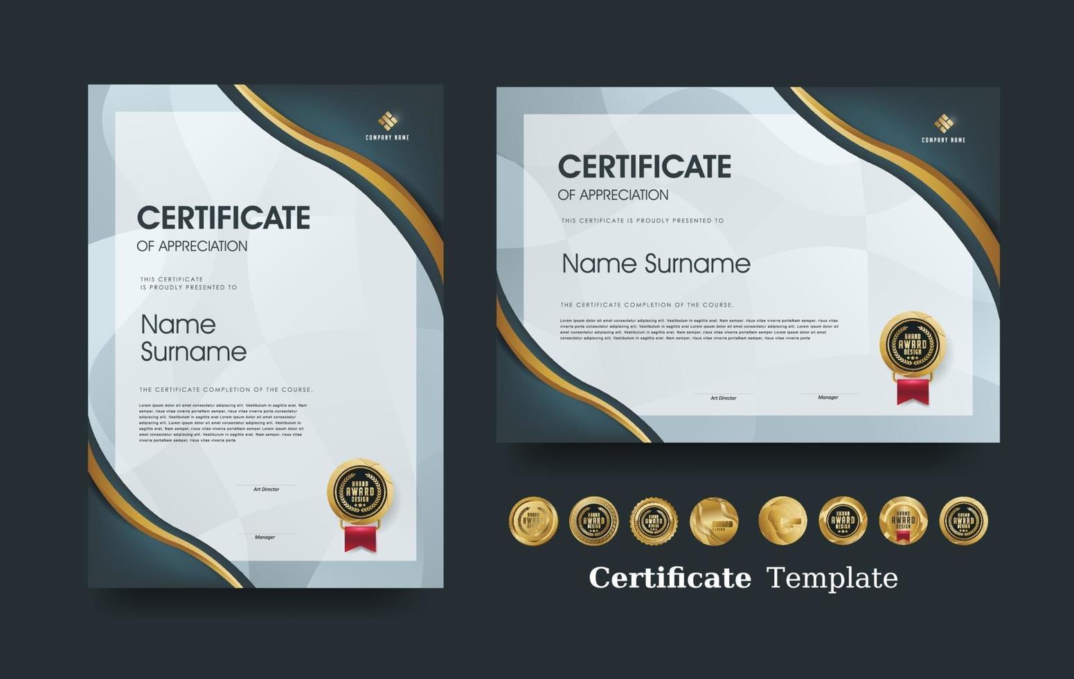 Certificate of appreciation template and Luxury premium badges design. vector