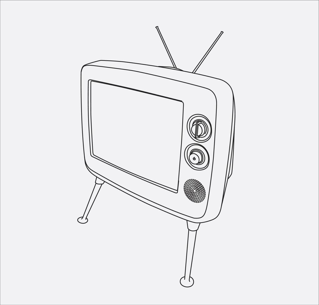 television vintage retro hand drawing vector