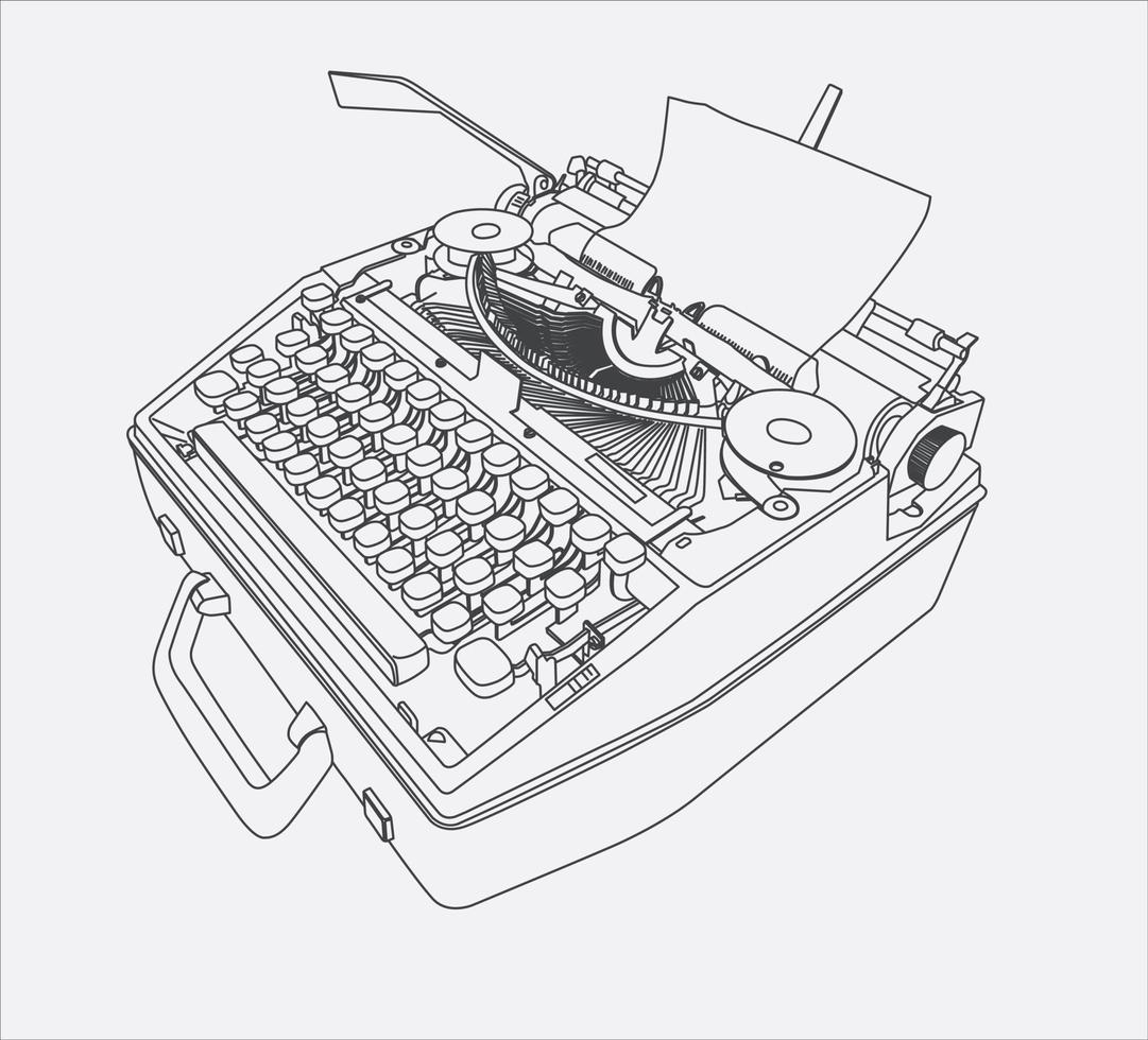 typewriter hand drawing vector