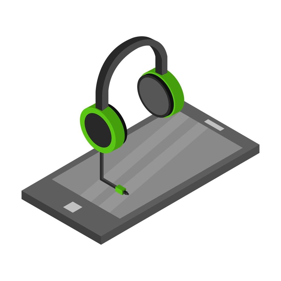 Isometric Smartphone With Headphones vector