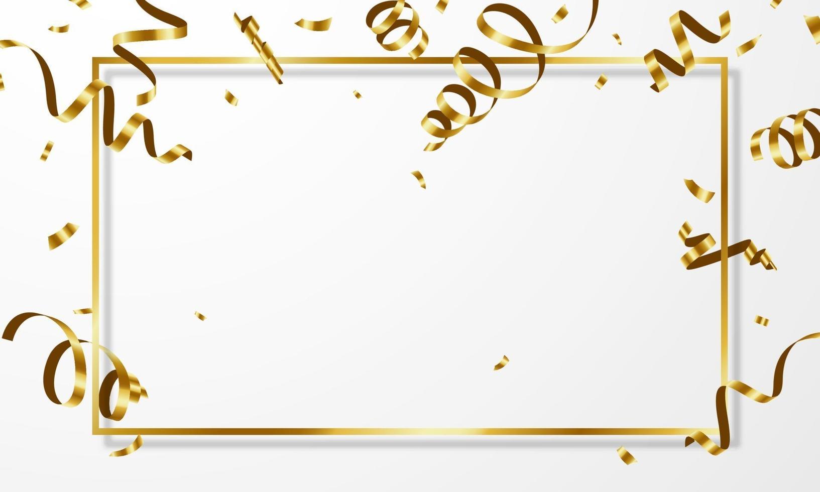 Celebration background template with confetti gold ribbons. luxury greeting rich card. vector