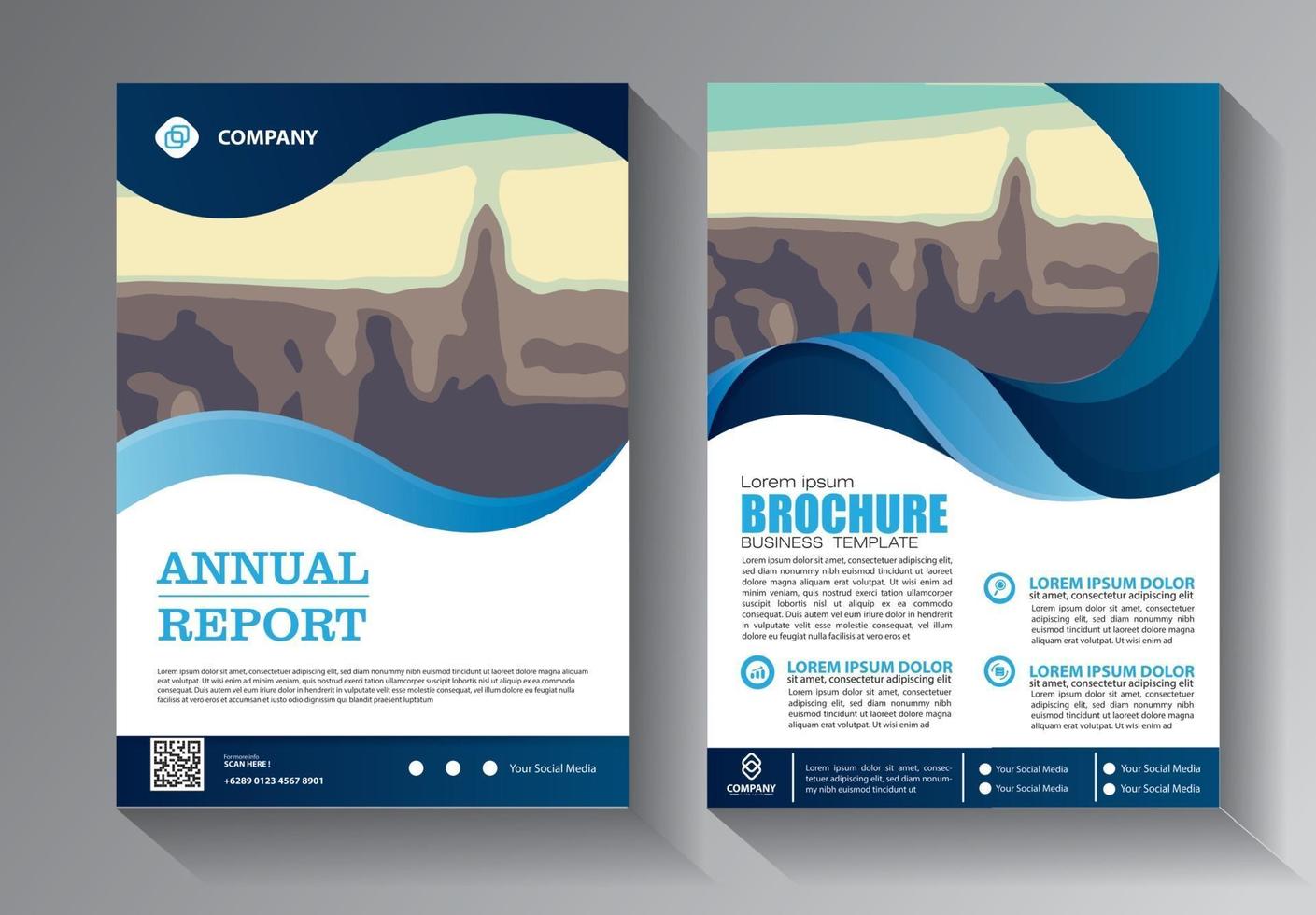 Brochure design, cover modern layout, annual report template vector