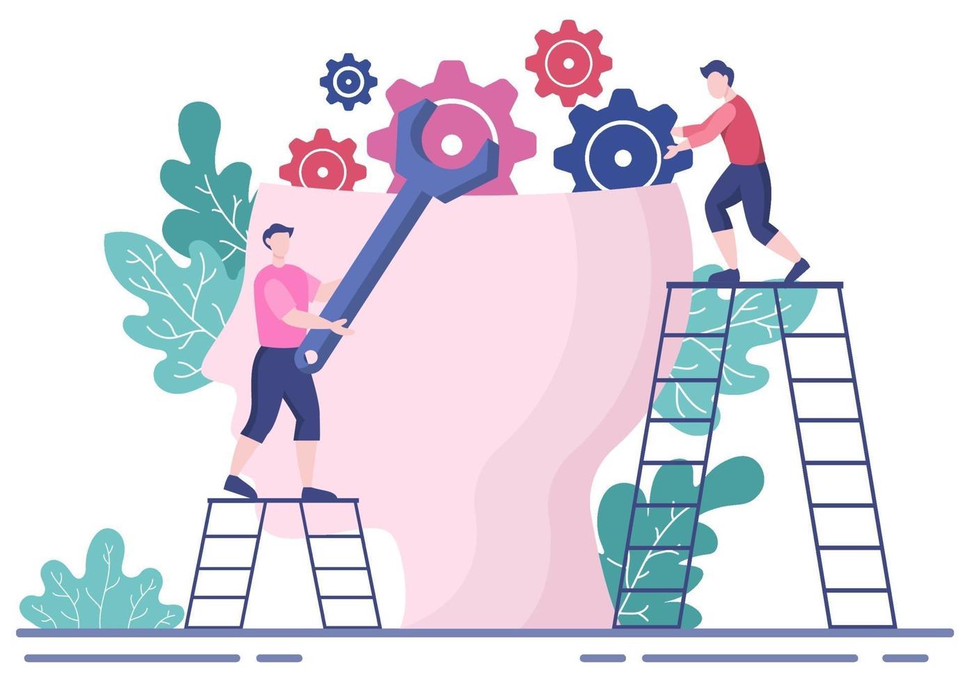 Mental Health Due To Psychology, Depression, Loneliness, Illness, Brain Development, or Hopelessness. Psychotherapy And Mentality Healthcare. Illustration vector