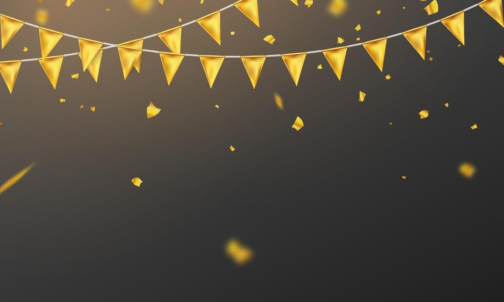 Bandera de oro confeti concepto plantilla de diseño día de fiesta feliz, celebración de fondo ilustración vectorial. vector