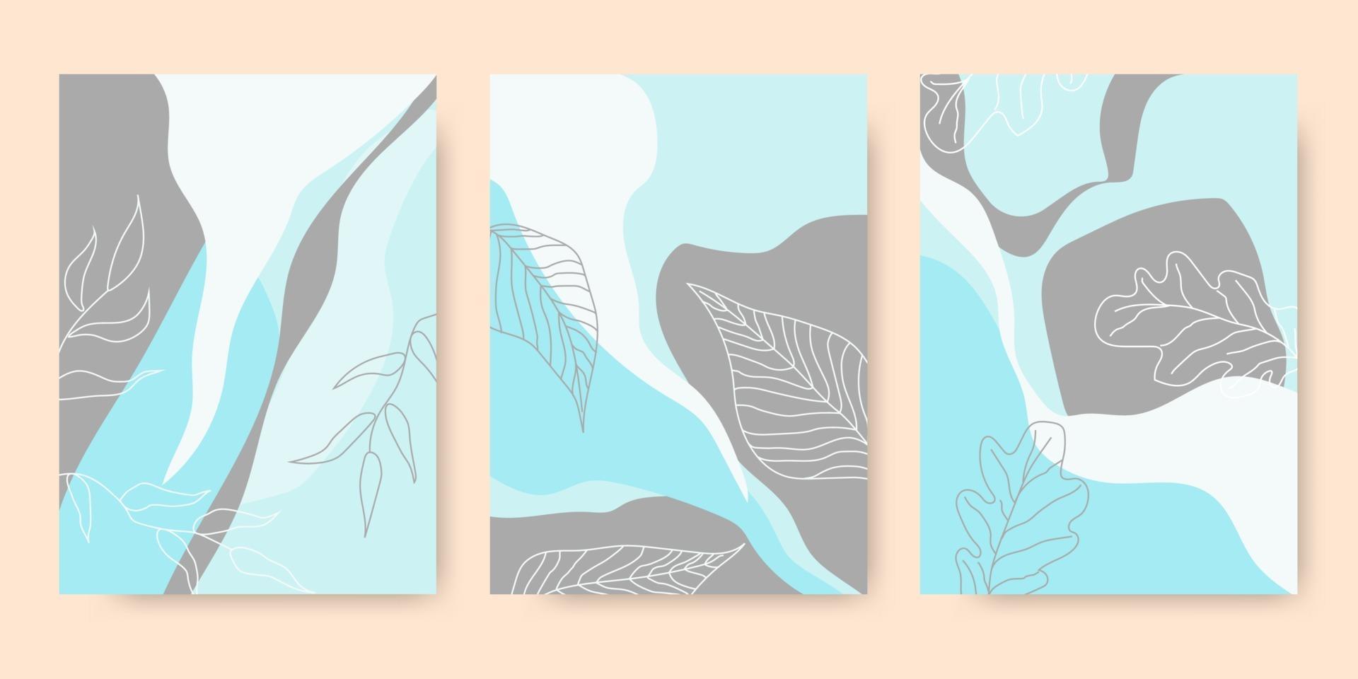 abstract modern leaves shapes. Set of creative minimalist. postcard or brochure cover design. vector