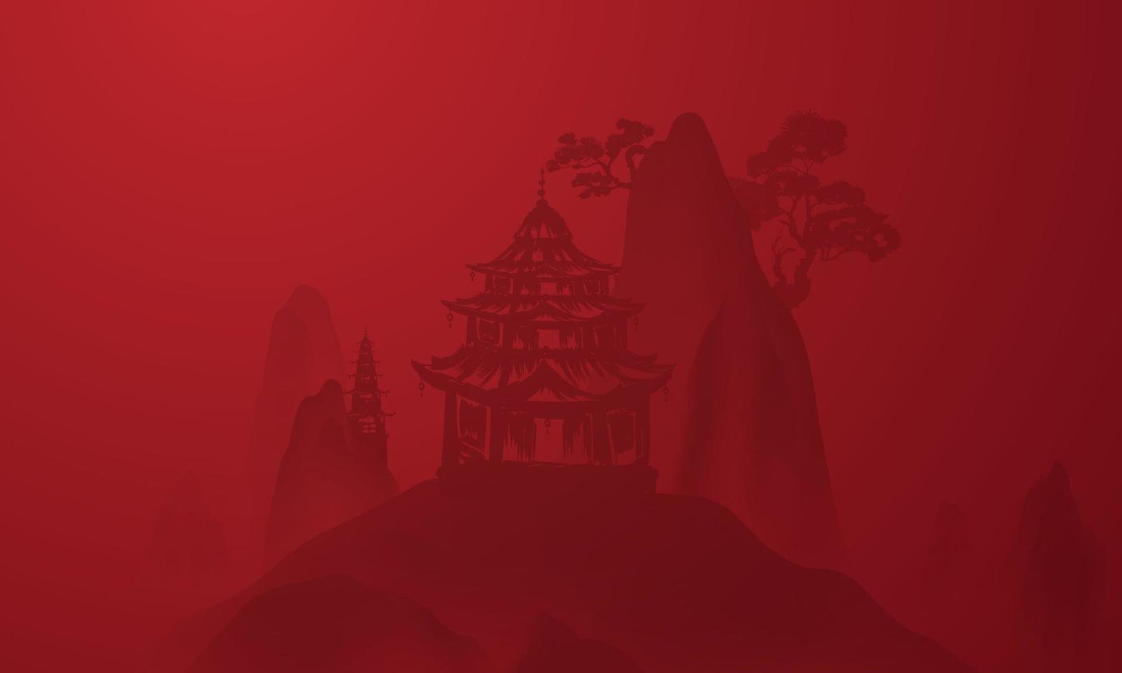 Chinese ink and water landscape painting banner background vector