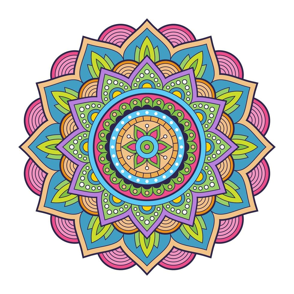 Colorful mandala ornament isolated on white background. vector