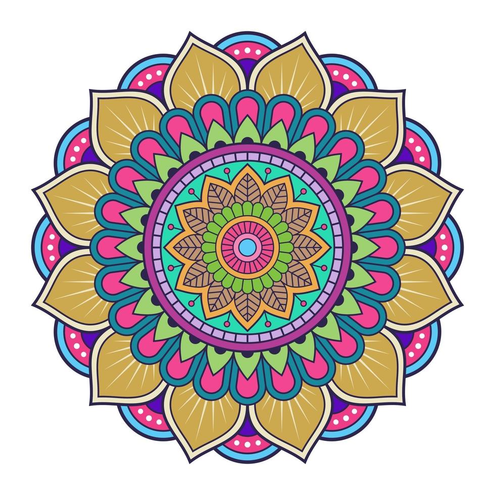 Colorful mandala ornament isolated on white background. vector