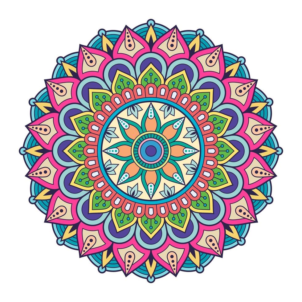Colorful mandala ornament isolated on white background. vector