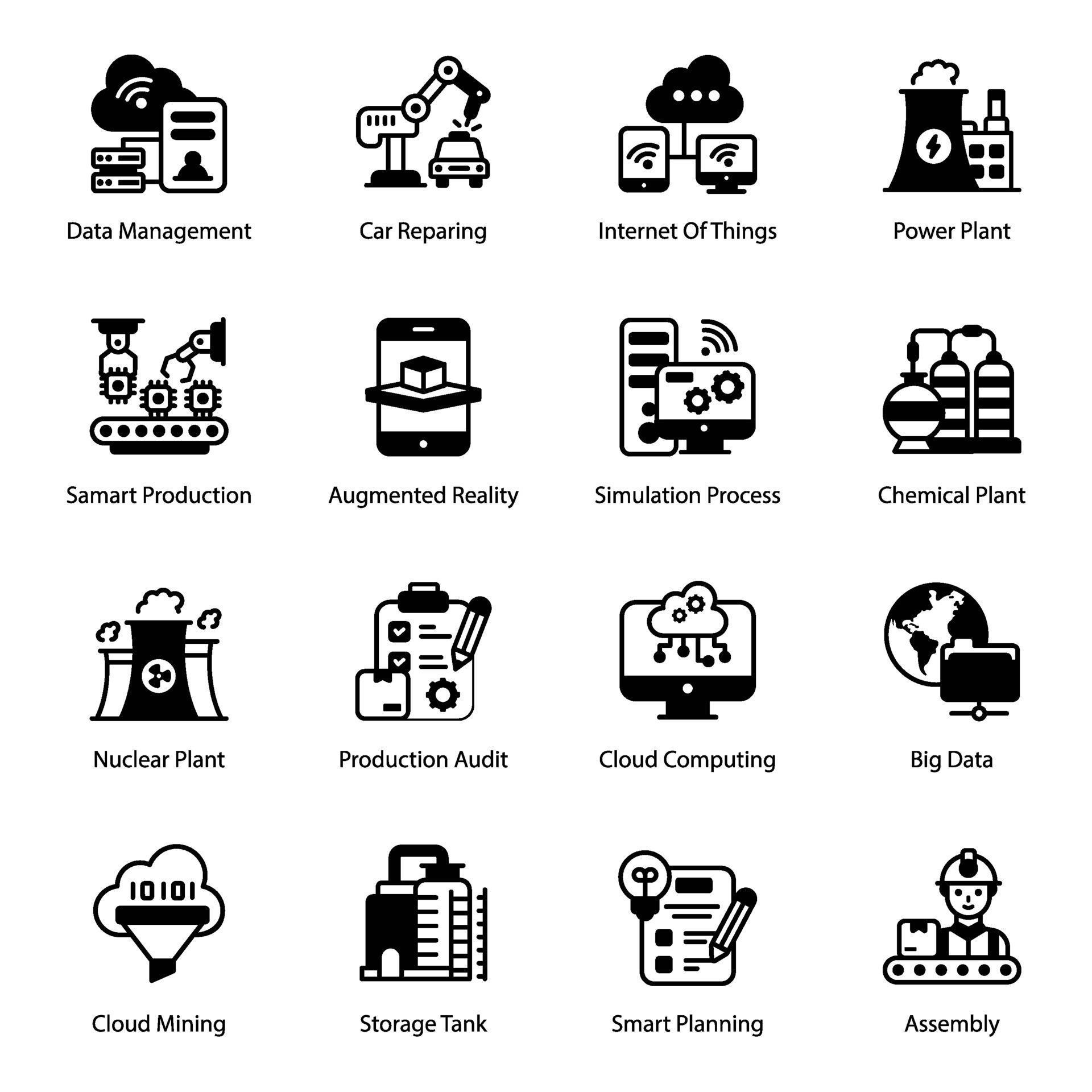 Industry and Automation Process icon set 2303923 Vector Art at Vecteezy
