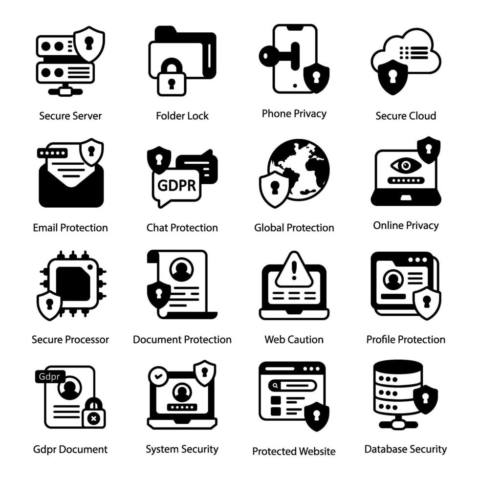 General Data Protection Regulation icon set vector