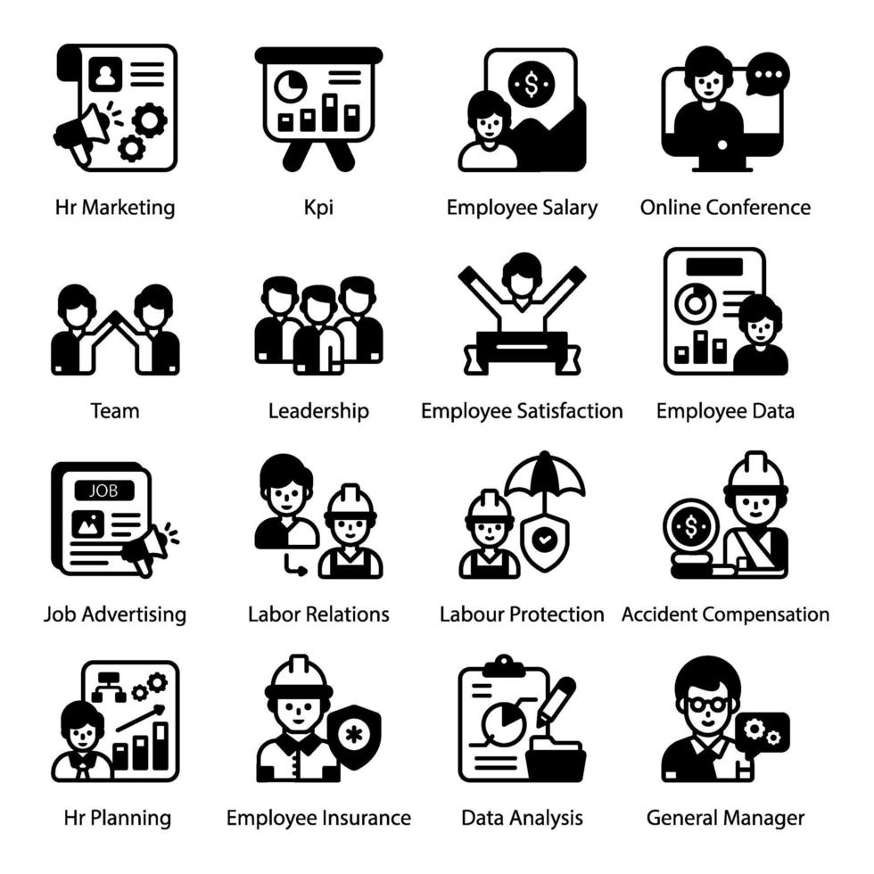 Job and Business Management icon set vector