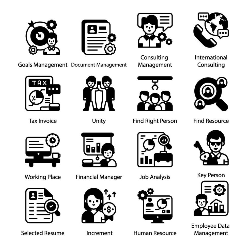 Human Resources Elements icon set vector