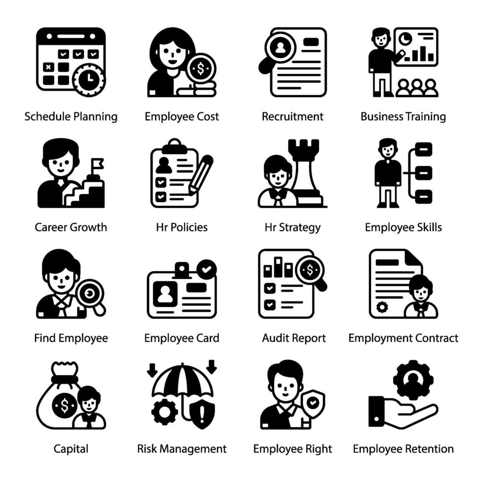 Human Resources Management icon set vector