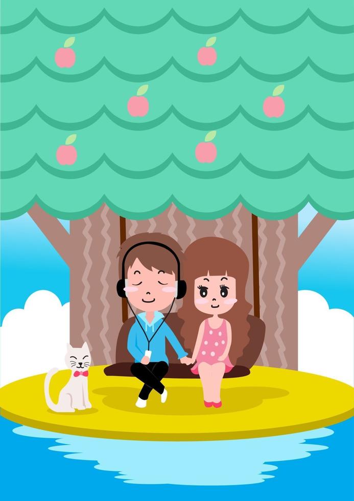 boy and girl in the river vector