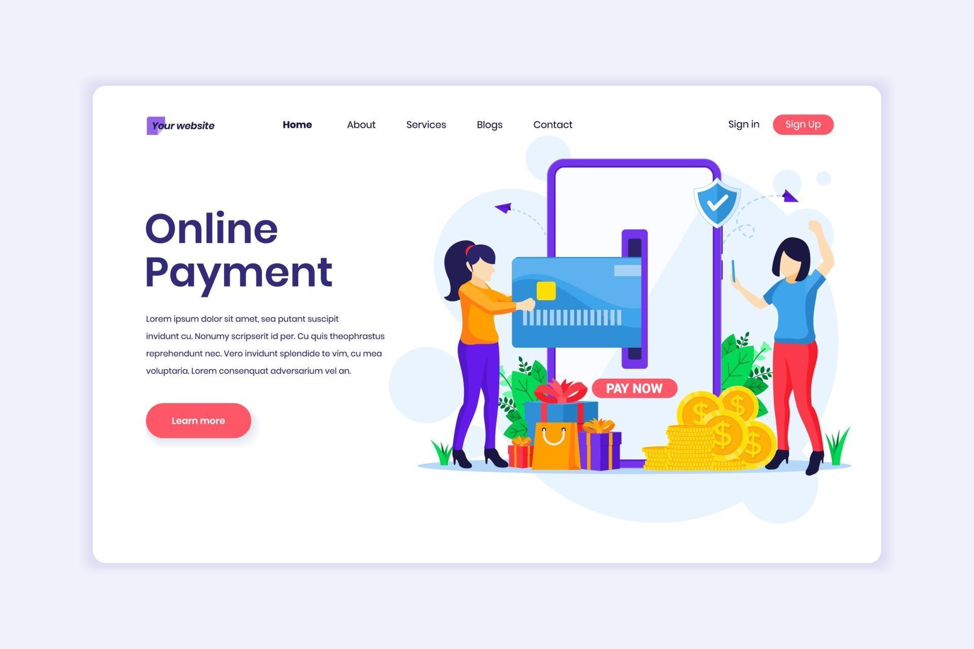 Landing page design concept of Mobile payment or money transfer concept ...