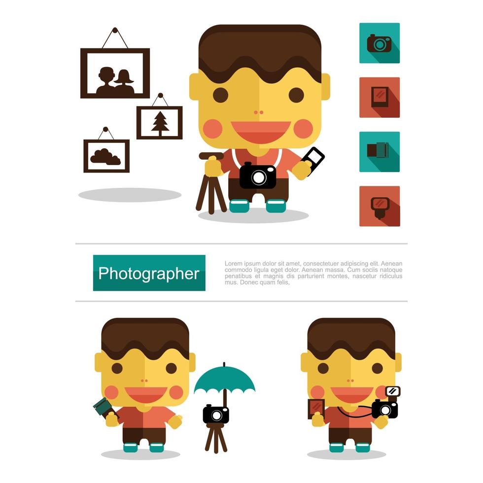 Character design Photographer career, icon vector with white background