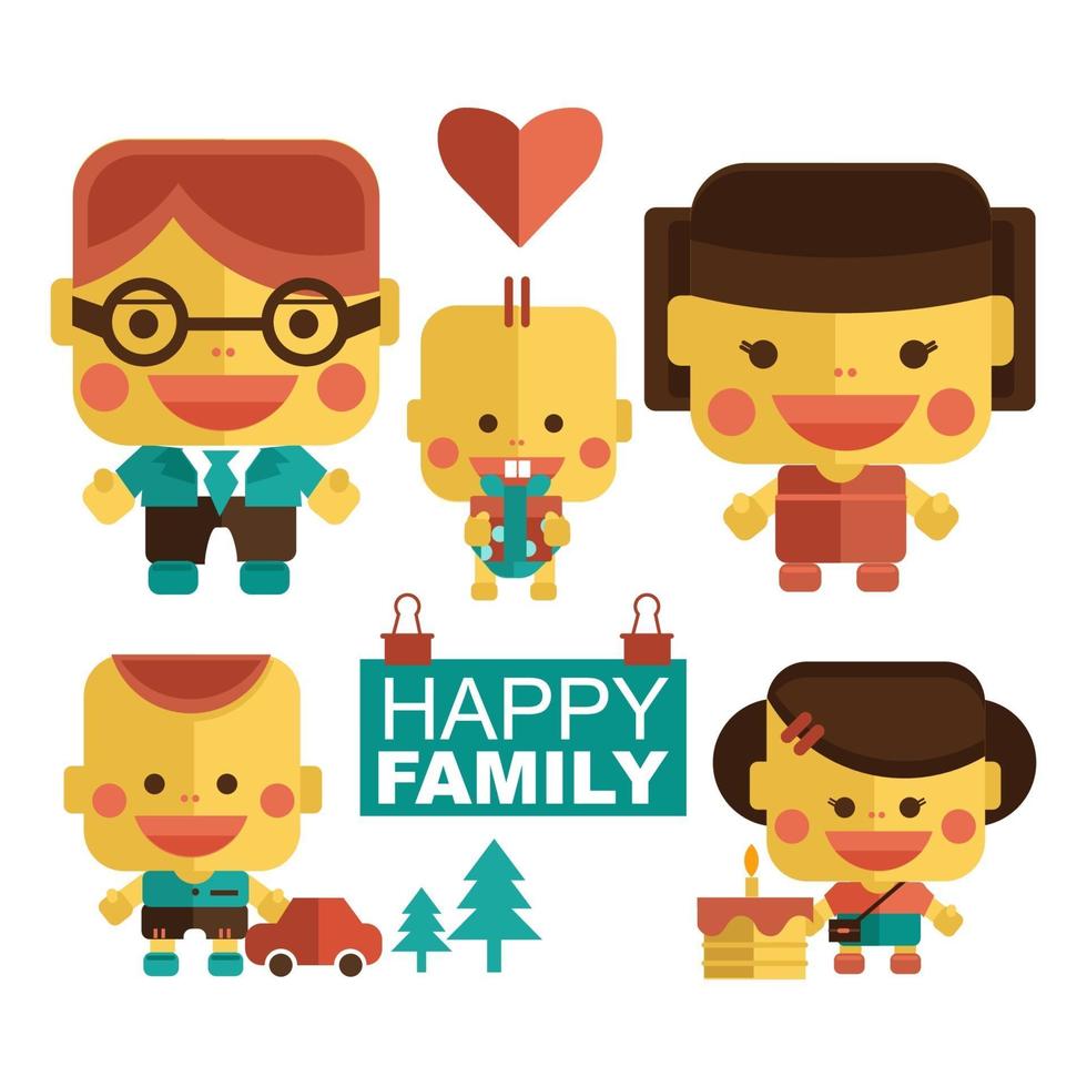 familia feliz con sonrisa alegre vector