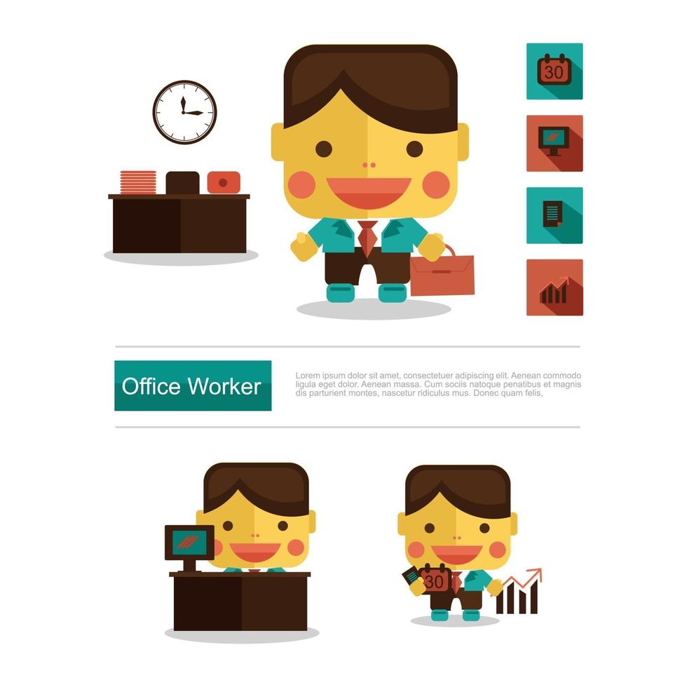 Character design Office Worker career, icon vector with white background