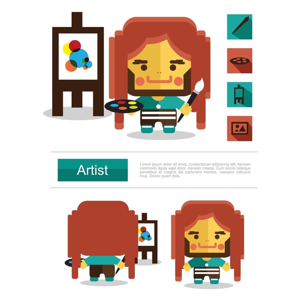 Character design Artist career, icon vector with white background