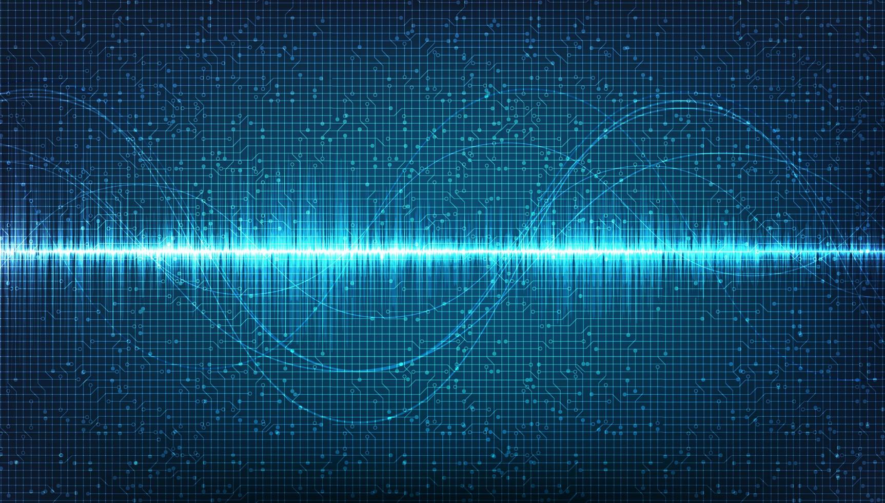 Fondo de onda de sonido electrónico, concepto de diagrama de onda de terremoto, diseño para estudio de música y ciencia, ilustración vectorial. vector