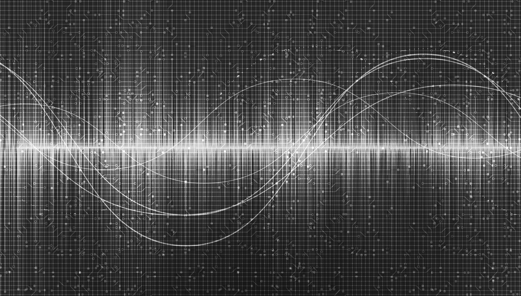 Ondas de sonido digitales sobre fondo gris, tecnología y concepto de onda de terremoto, diseño para la industria de la música, vector, Ilustración. vector