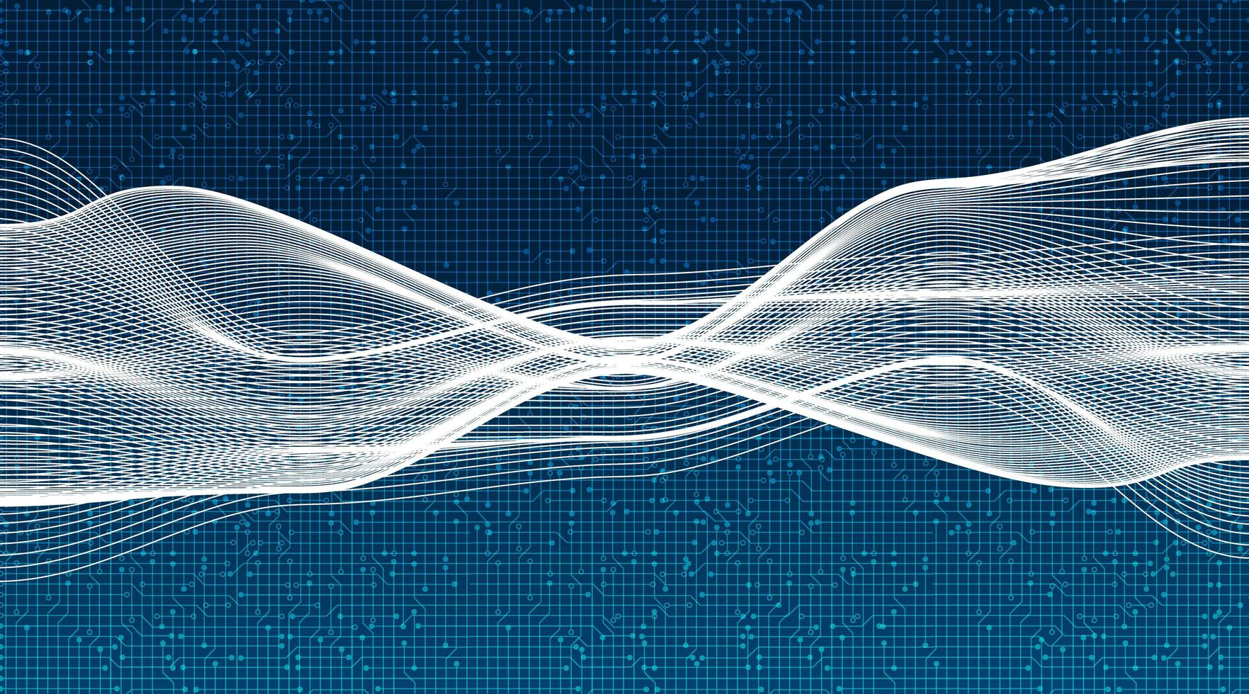 Abstract White Dynamic Digital Sound Wave with technology background vector. vector