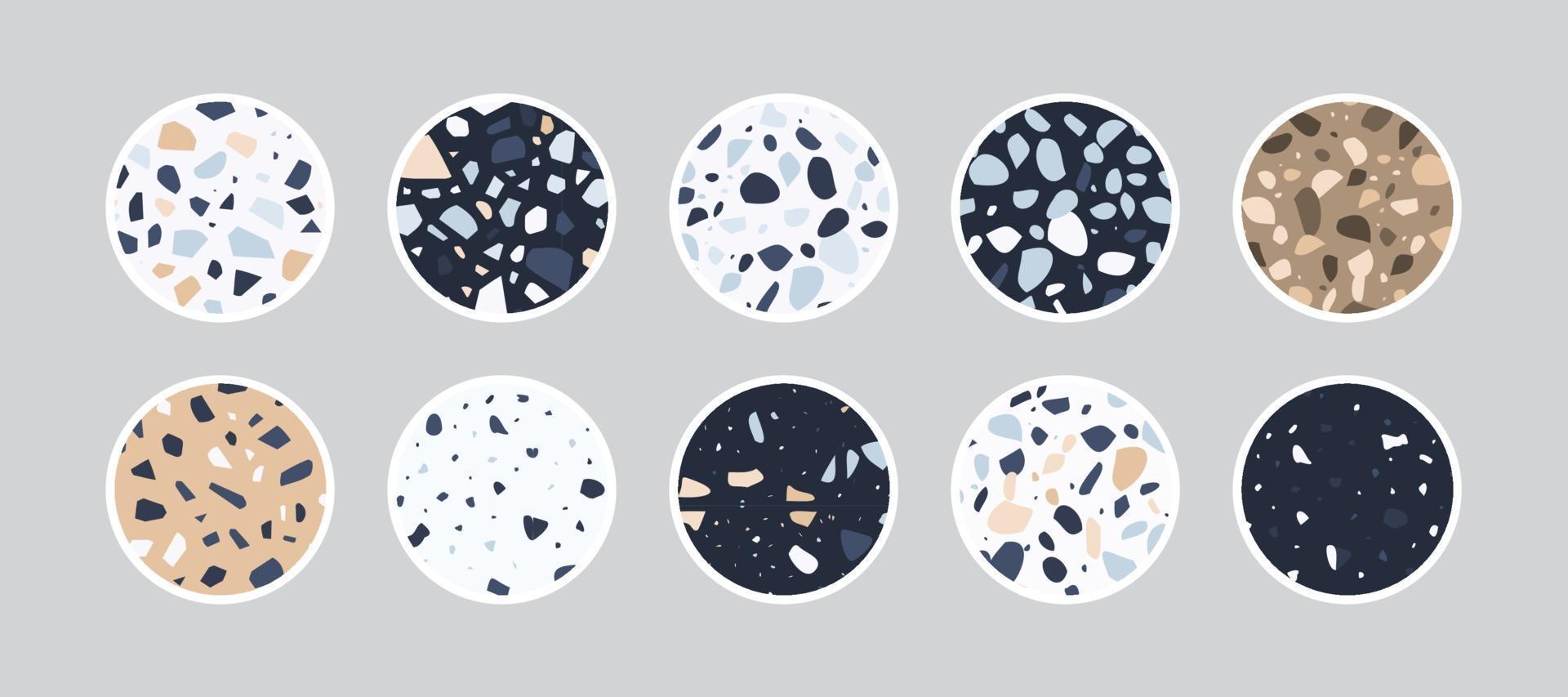 Collection of terrazzo icons vector