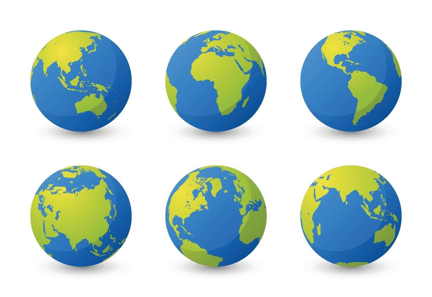 conjunto del planeta tierra. conjunto de globo terráqueo. mapas del mundo diseño plano simple. vector premium aislado