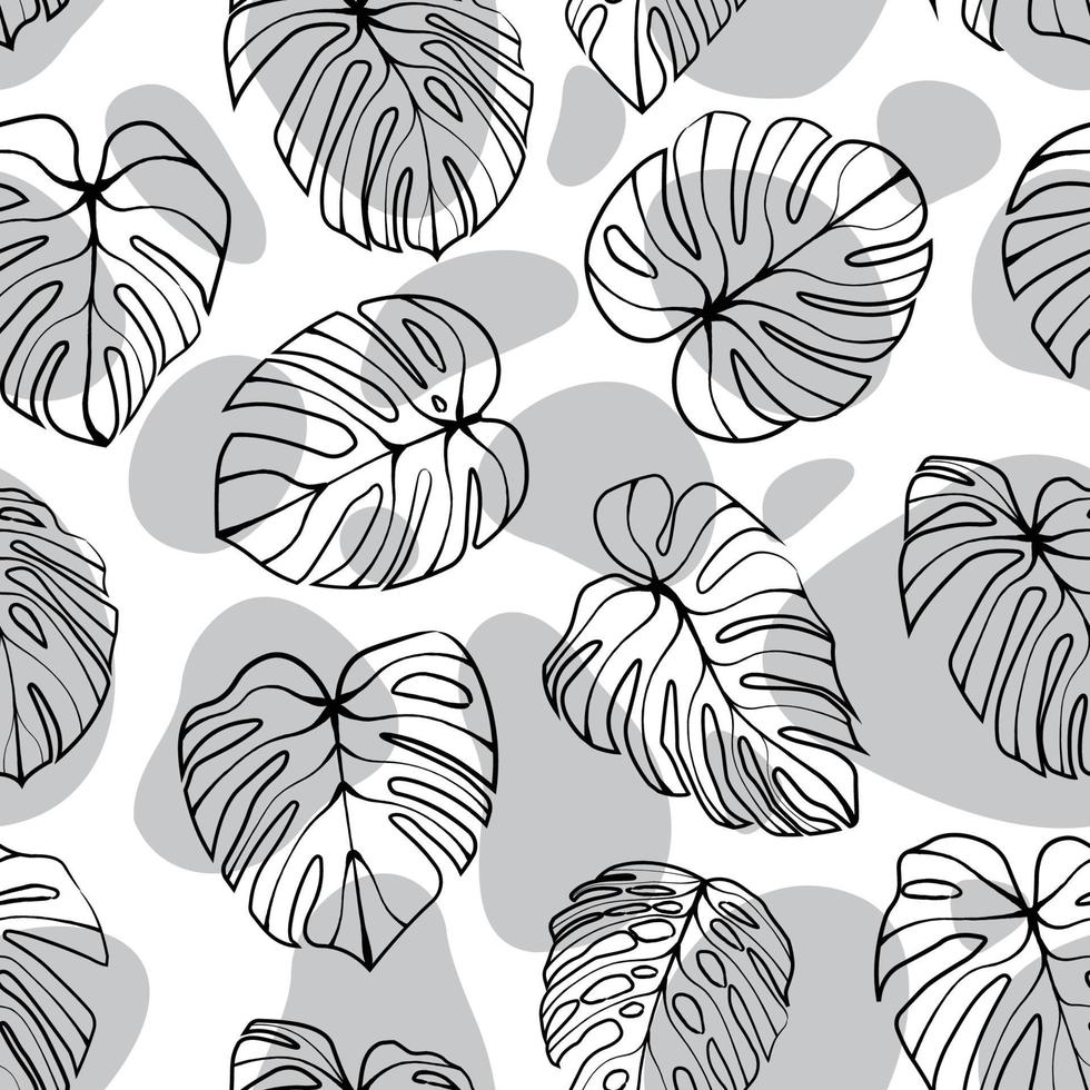 Monstera Deliciosa Leaf with Abstract Shape Seamless Pattern. Perfect for Textile, Fabric, Background, Print vector