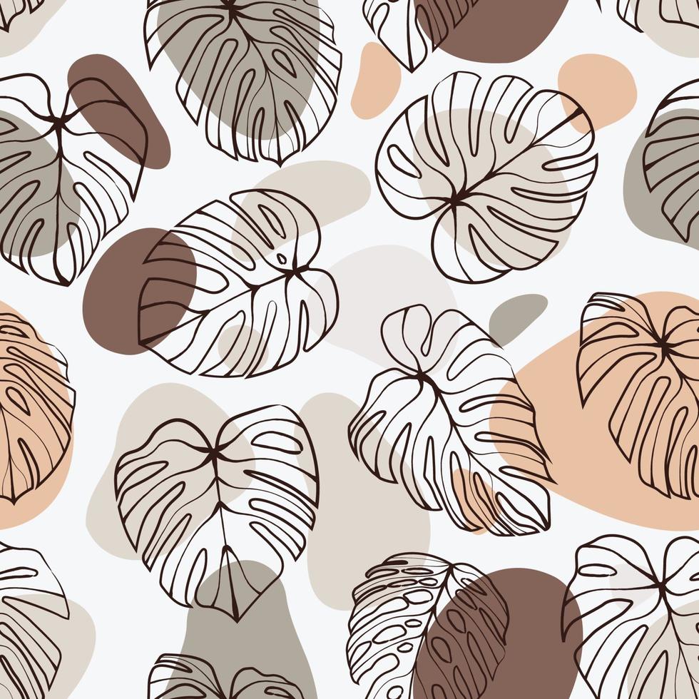 Monstera Deliciosa Leaf with Abstract Shape Seamless Pattern. Perfect for Textile, Fabric, Background, Print vector