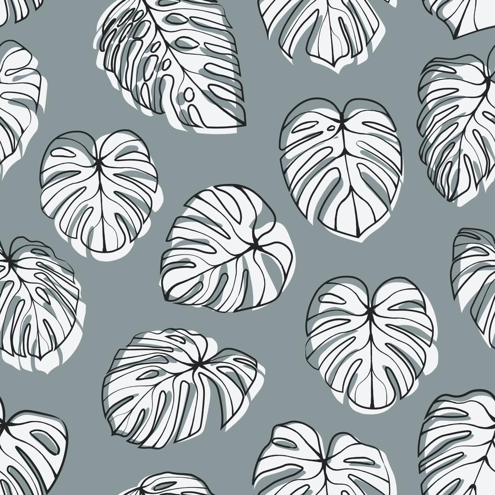 Monstera Deliciosa Leaf Seamless Pattern. Perfect for Textile, Fabric, Background, Print vector