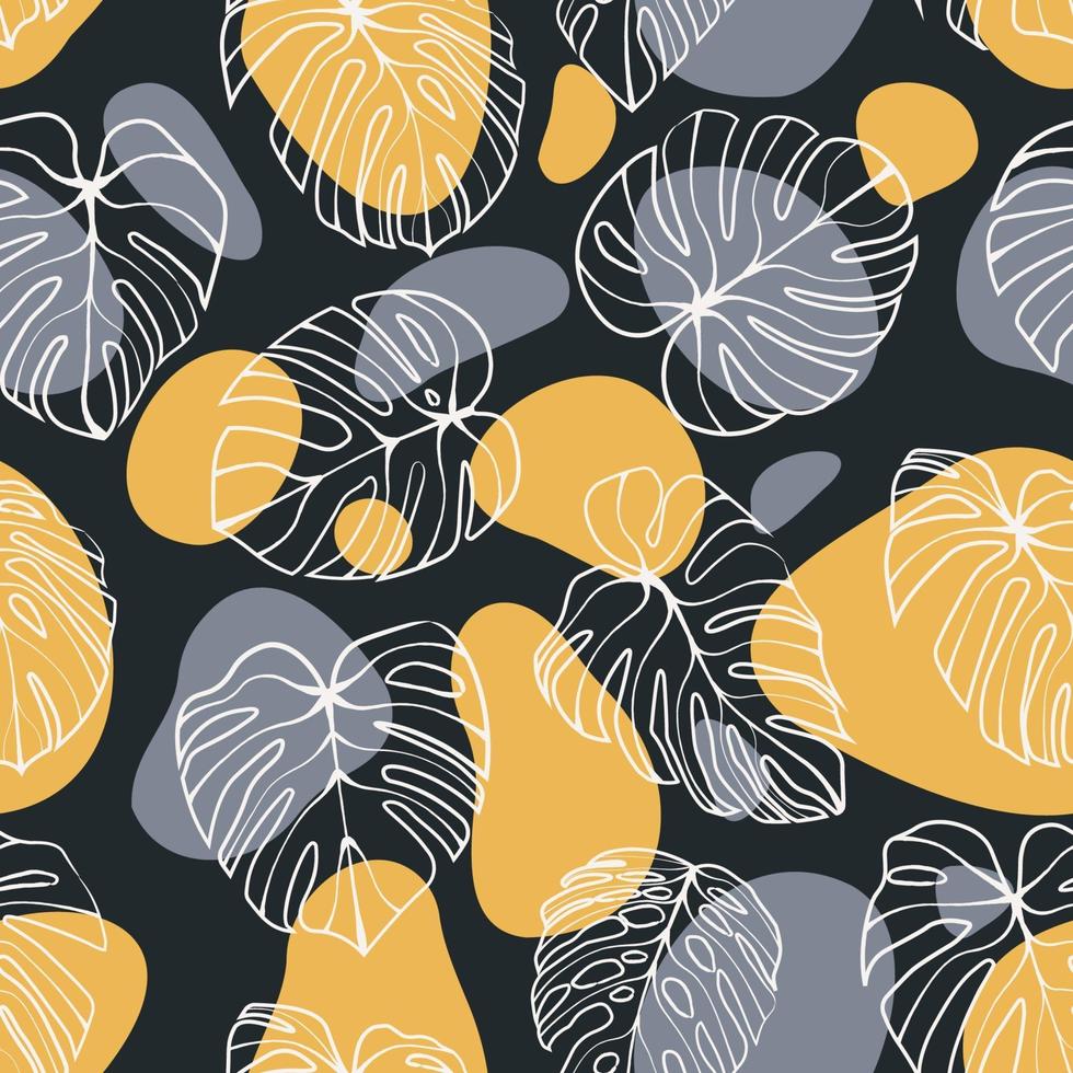 Monstera Deliciosa Leaf with Abstract Shape Seamless Pattern. Perfect for Textile, Fabric, Background, Print vector