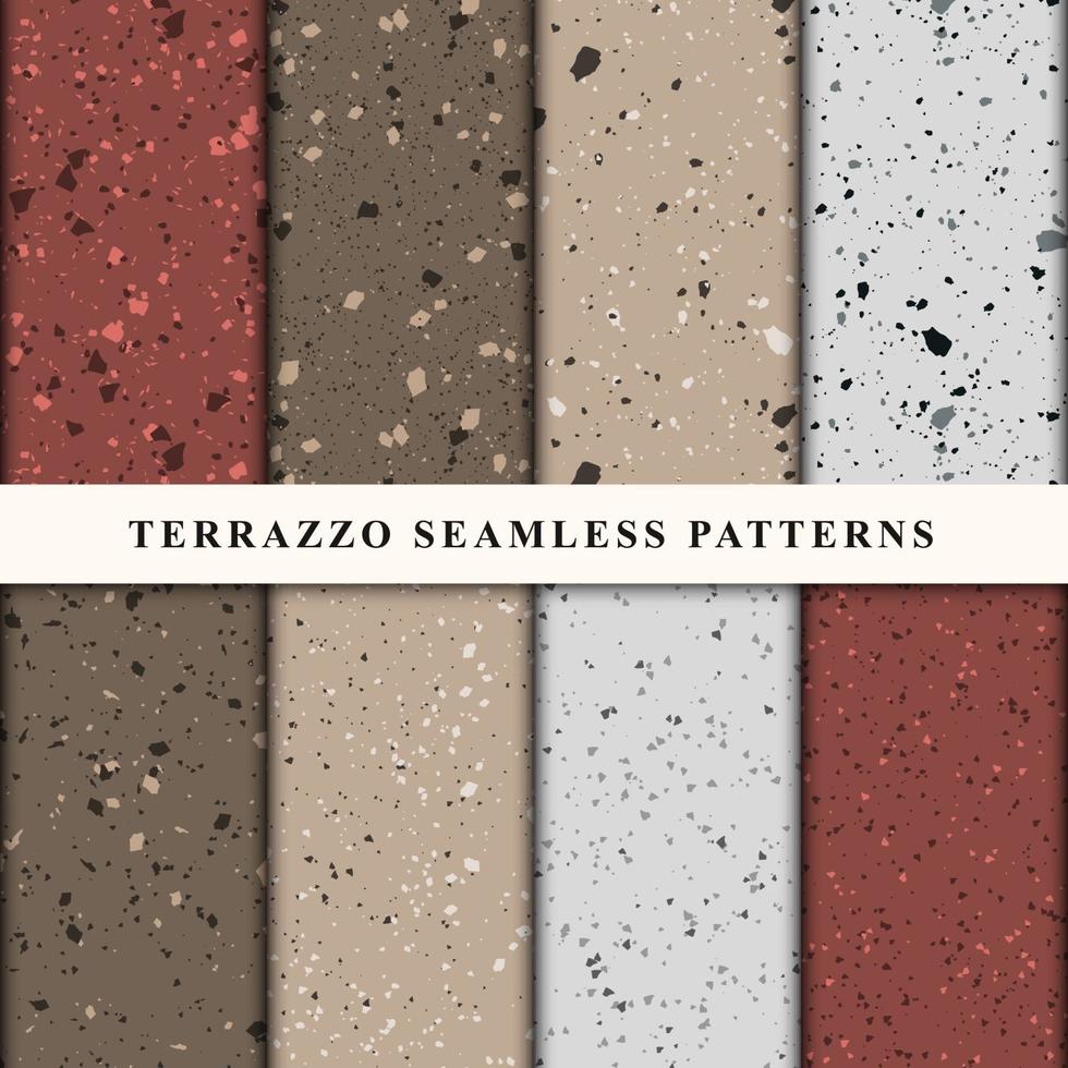 Set of terrazzo style seamless patterns. Premium Vector