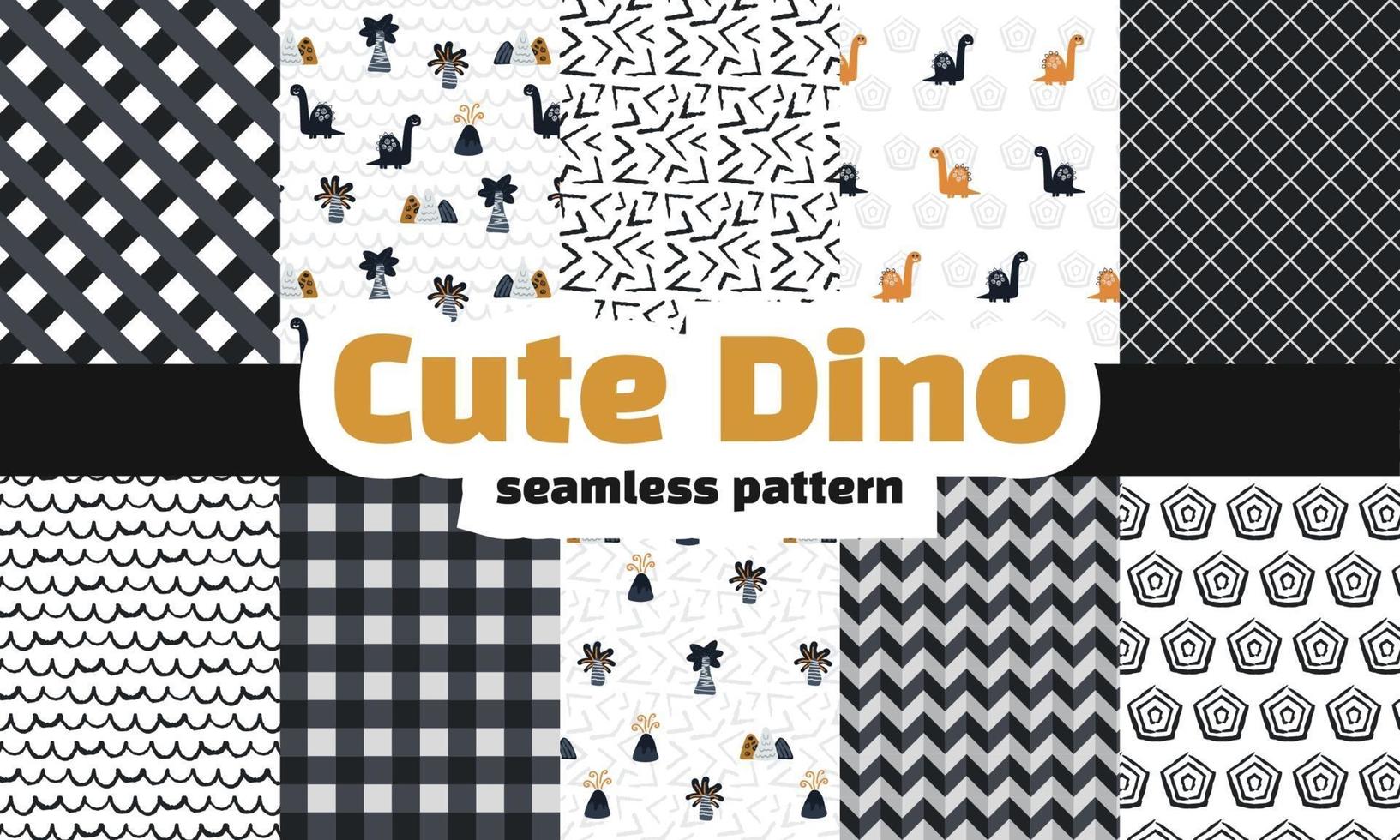 Collection of dinosaur seamless pattern. Premium vector