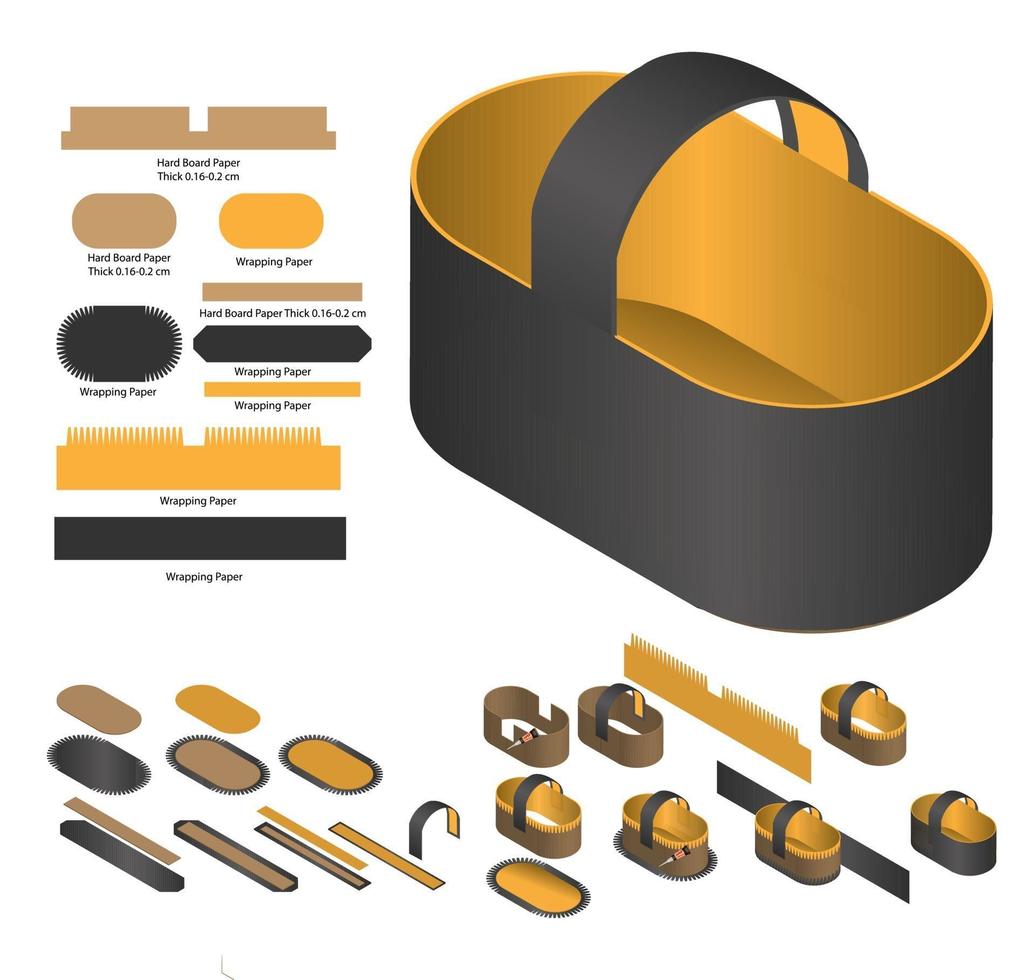 Box packaging die cut template design. 3d mock-up vector
