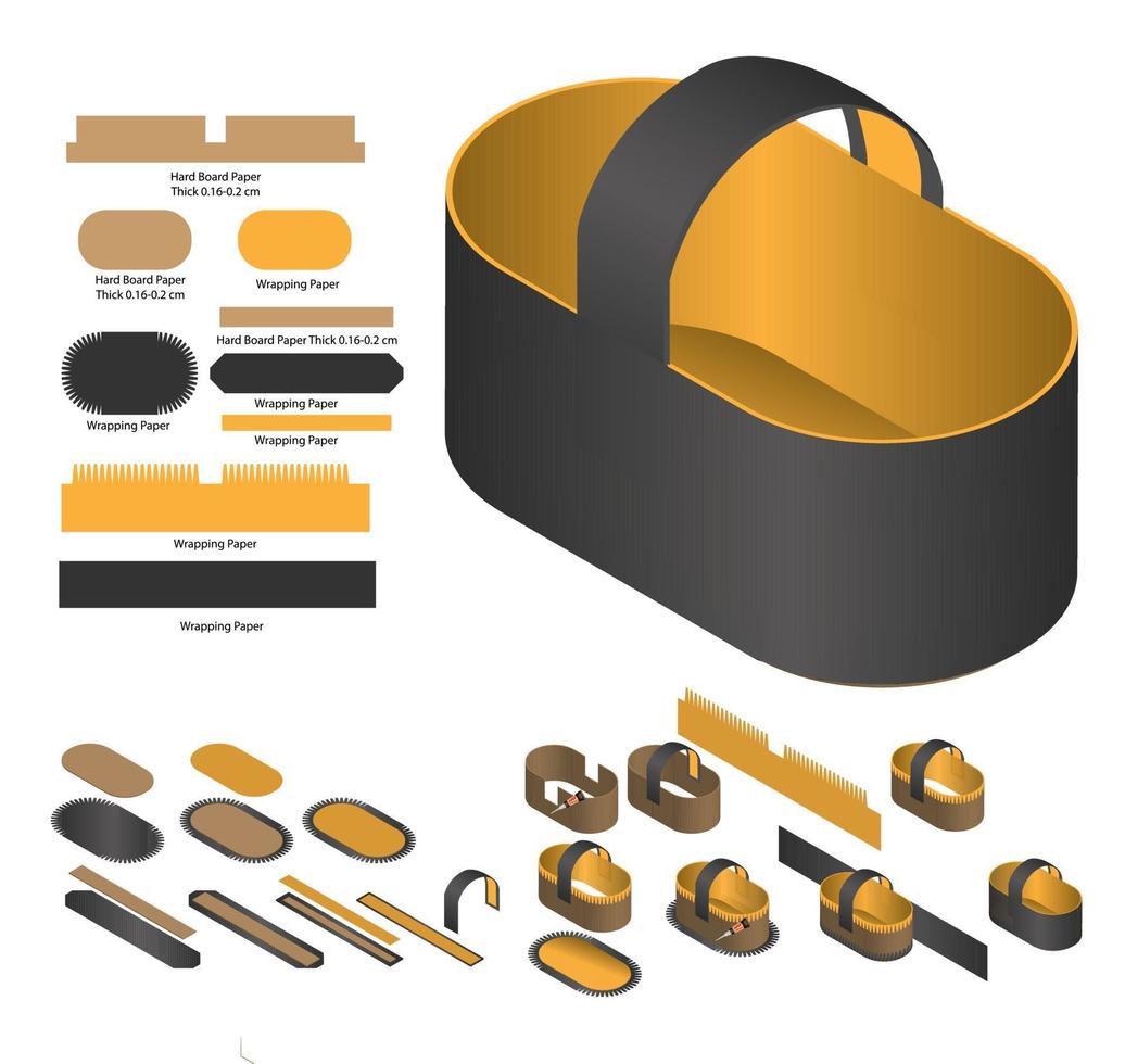 Box packaging die cut template design. 3d mock-up vector