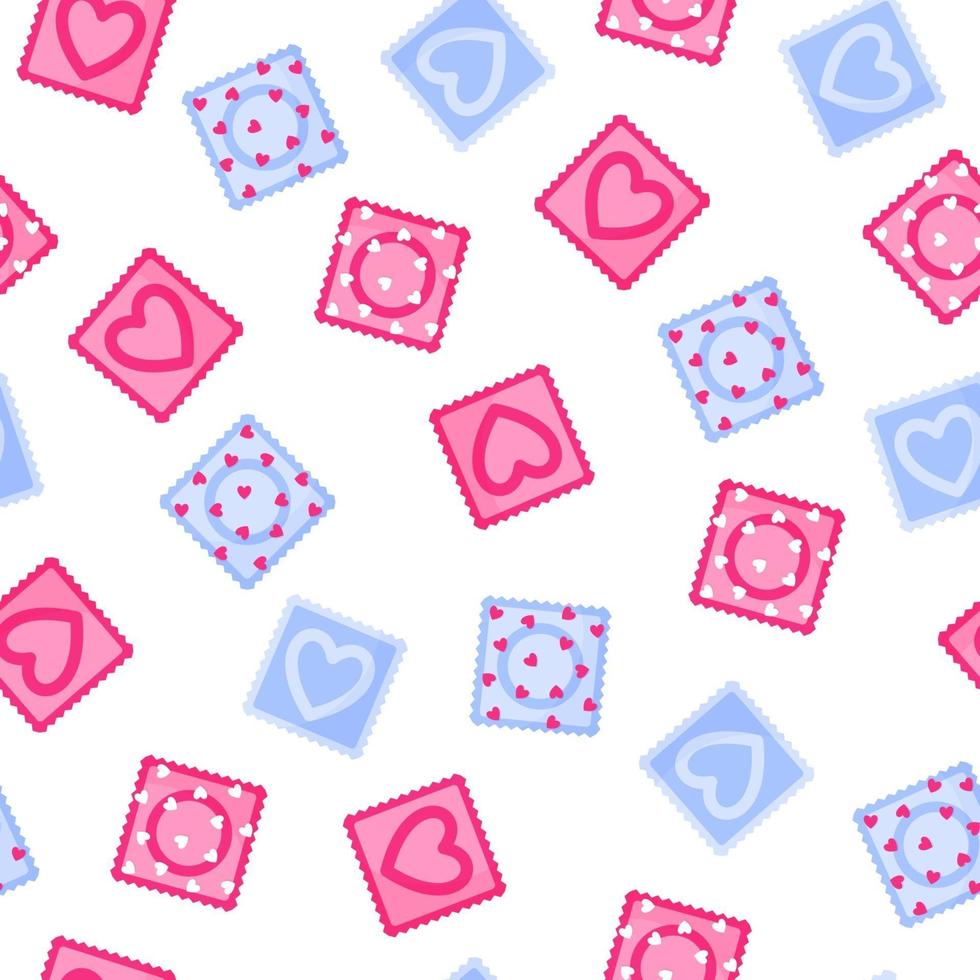 Seamless pattern of different colors of condoms for the wedding or Valentine's Day. vector