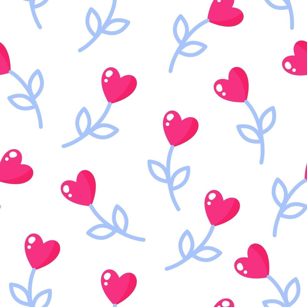 Seamless pattern of flowers in the shape of a heart for the wedding or Valentine's Day. vector