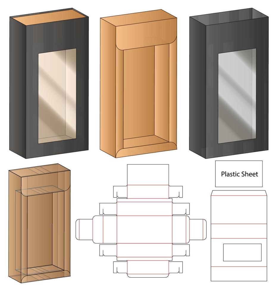 diseño de plantilla troquelada de embalaje de caja. Maqueta 3d vector