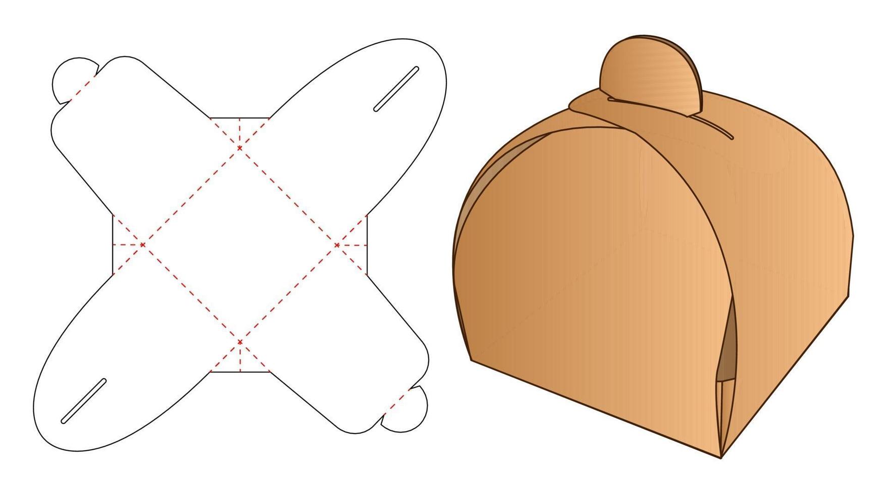 diseño de plantilla troquelada de embalaje de caja. Maqueta 3d vector