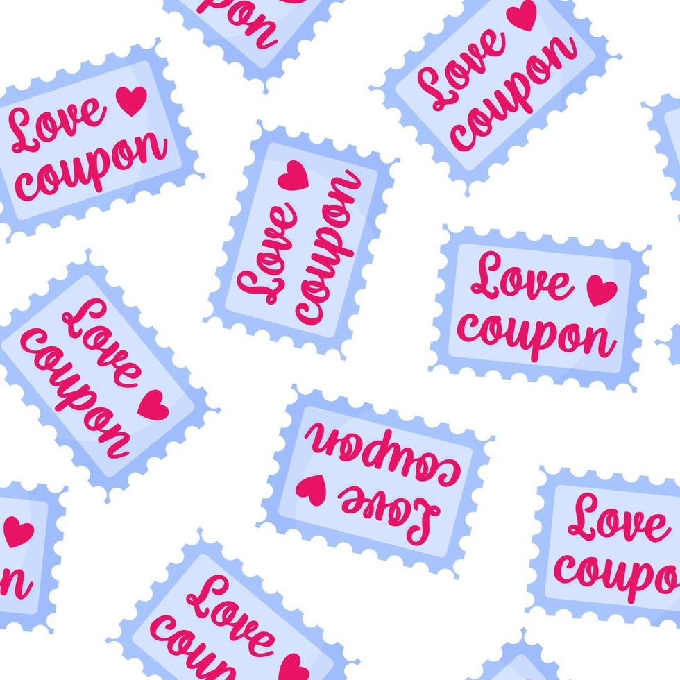 Seamless pattern of love coupons for the wedding or Valentine's Day. vector