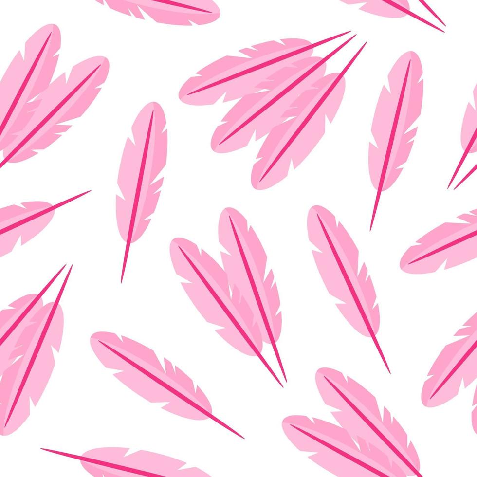 Seamless pattern of pink bird feathers for the wedding or Valentine's Day. vector