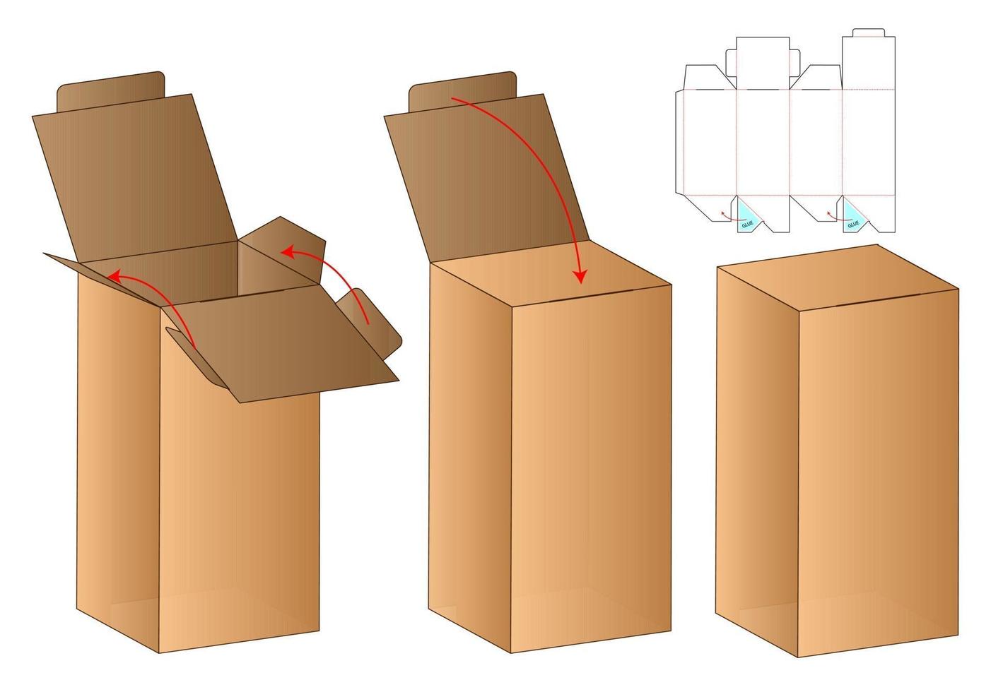 Box packaging die cut template design. 3d mock-up vector