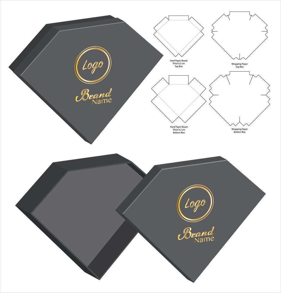 Box packaging die cut template design. 3d mock-up vector