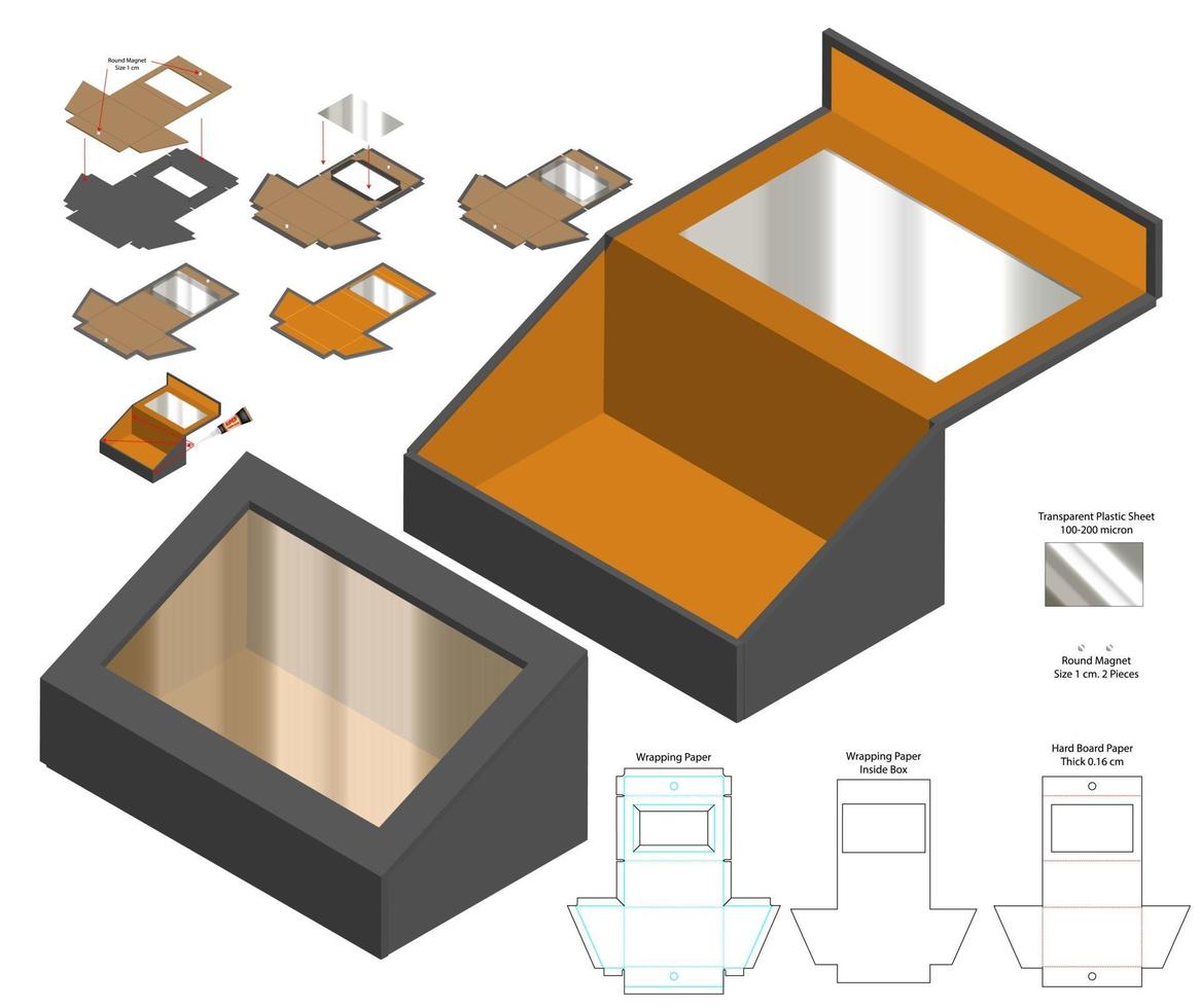 Box packaging die cut template design. 3d mock-up vector