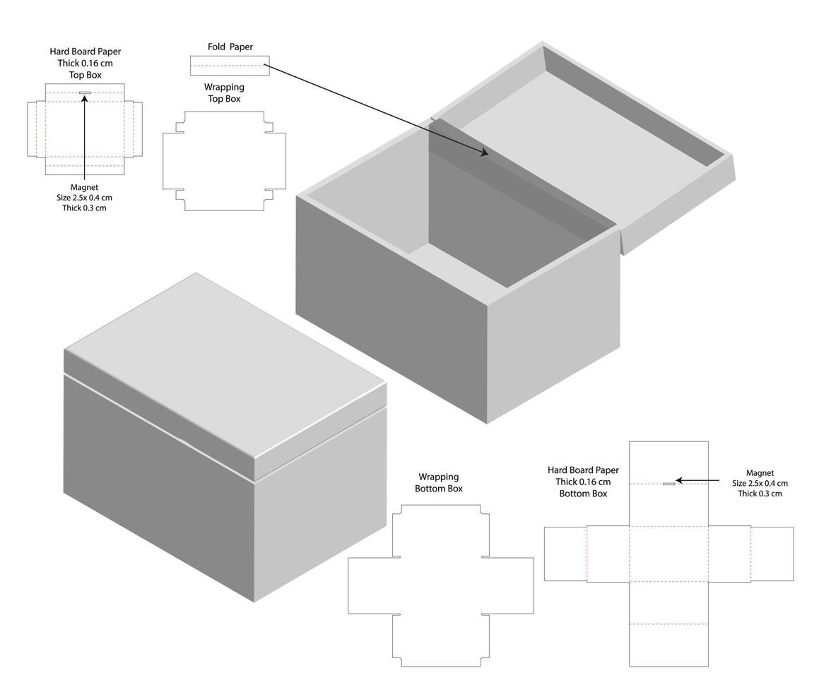Box packaging die cut template design. 3d mock-up vector