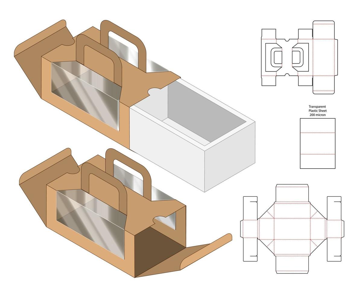 Box packaging die cut template design. 3d mock-up vector